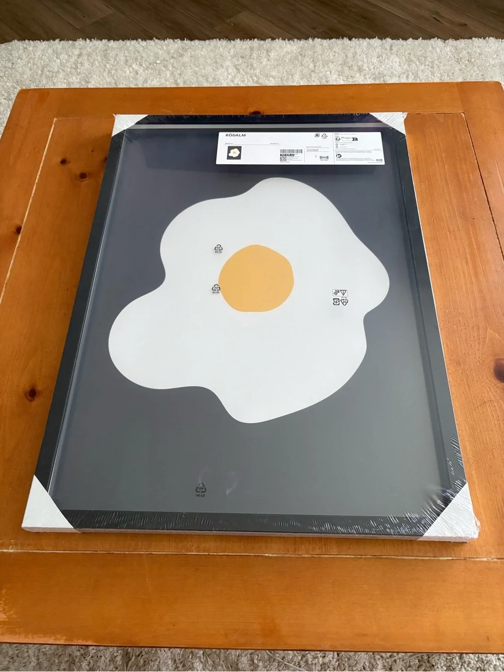 IKEA RODALM Fried Egg Black Framed Print, New